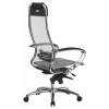 Кресло S-1.04, серый, черный, кожа искусственная NewLeather, ткань сетчатая, армированная арамидным волокном