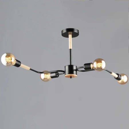 Люстра Reluce 10070-0.3-04 BK+WOOD