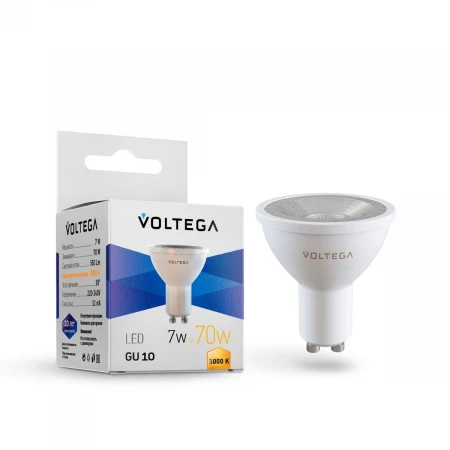 Лампа светодиодная Voltega GU10 7W 3000К прозрачная 7253 Лампа светодиодная Voltega GU10 7W 3000К прозрачная 7253